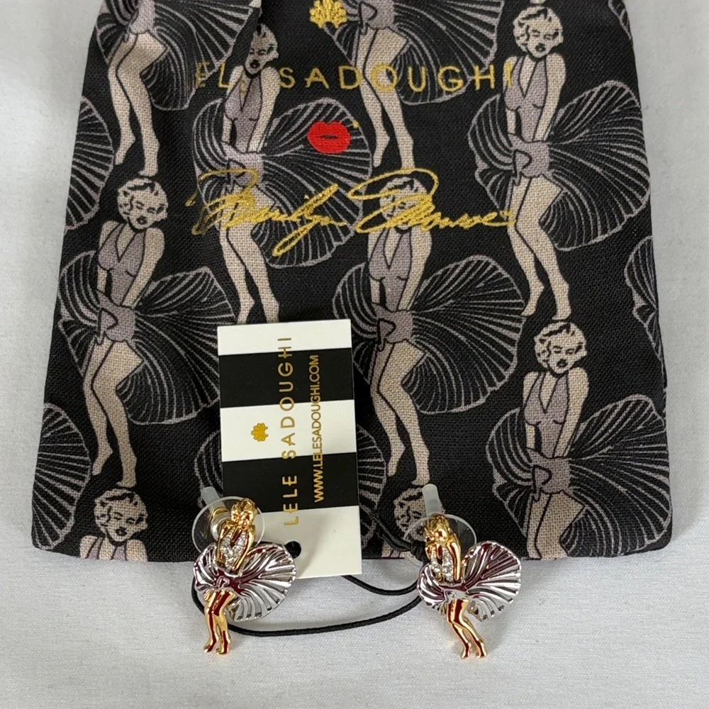 Lele Sadoughi x Marilyn Monroe Stud Earrings Iconic White Dress Scene NWT
